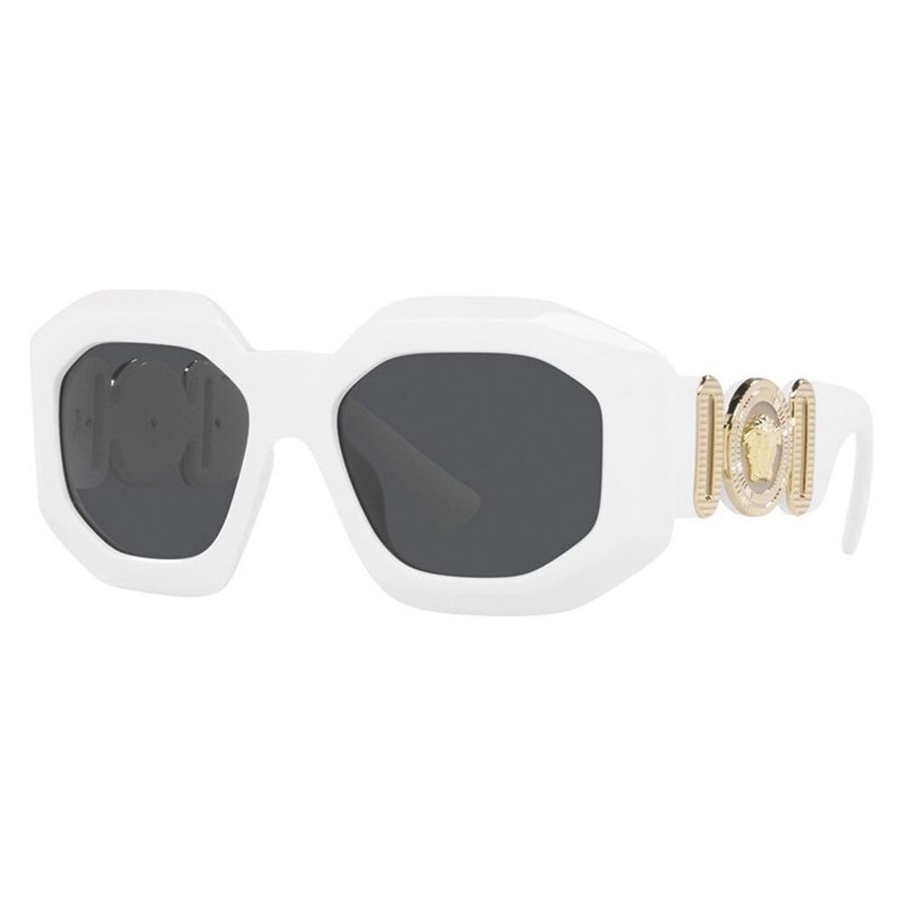 Versace Sunglasses Oval Full Rim, White Frame and Dark Grey Lens VE4424U314/87